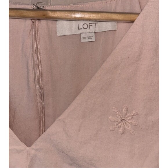 LOFT Women’s Light Pink Lace Eyelet Dress XXL Short Sleeve Fit & Flare - Picture 3 of 5
